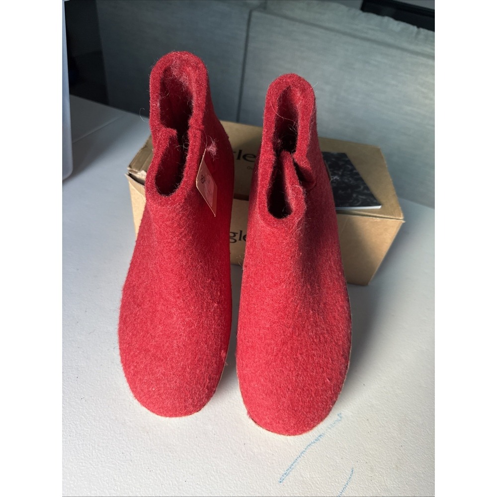 Glerups Felted Wool Ankle Boots w/Rubber Soles Sz EU 45 US 11 Cranberry DENMARK - Picture 2 of 7